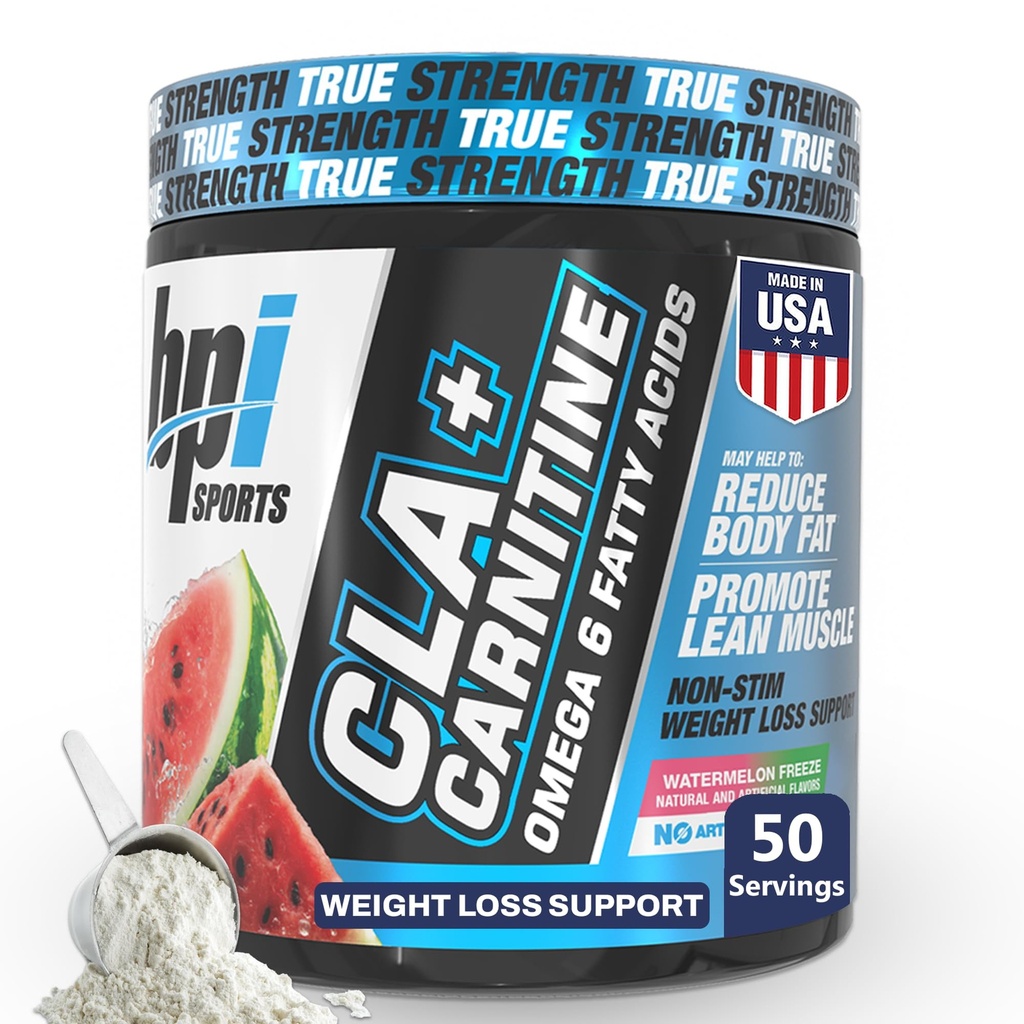 BPI Sports CLA+Carnitin – CLA L Carnitine & Linoleic Acid – L Carnitine Supplement für Gewichtsverlust, Stoffwechsel & Lean Muskel – Koffeinfrei – Wassermelone Freeze – 50 Portionen – 12,34 Unze