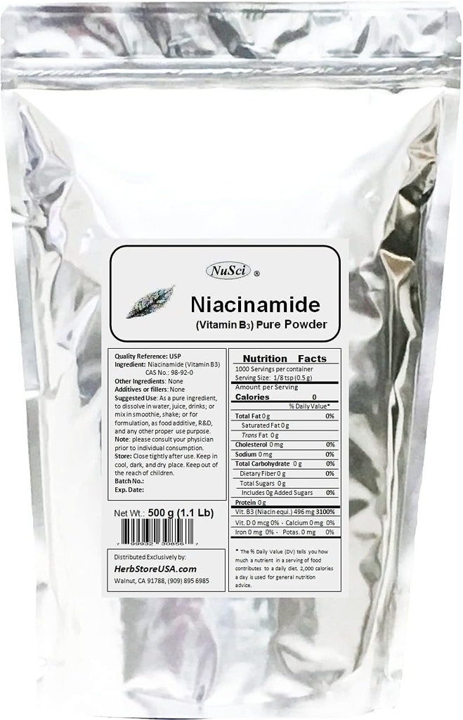 Niacinamide Vitamine B3 Pure Poudre Énergie (500 grammes (1,1 lb))