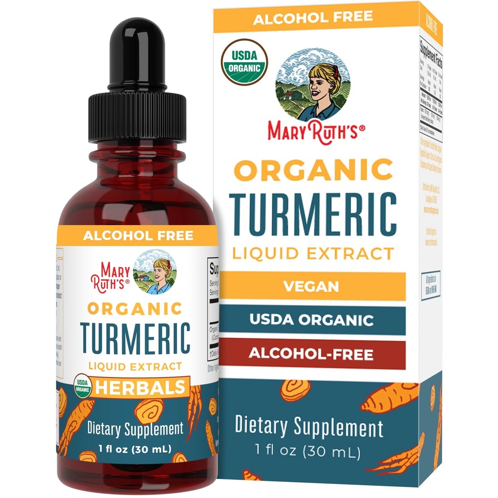 MaryRuth Organic Turmeric Liquid Extract | Sugar Free | USDA Organic | Organic Turmeric Supplement | Non-GMO | Gluten Free | Vegan | Alkoholfreie Tinte | 1 Fl Oz