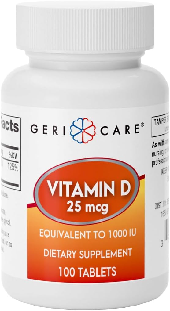GeriCare Vitamin D 25mcg Tabletten, fördert gesunde Knochen und Immununterstützung, Nahrungsergänzung, 100 Count (Pack von 1)