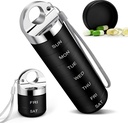 TaroKitc Metal Weekly Pill Organizer, Stylish Aluminum Alloy Travel Pill Box, Portable Waterproof Daily Pill Case, 7 Day Medicine Holder with Large Compartment for Vitamin, Fish Oil, Supplement(Black)