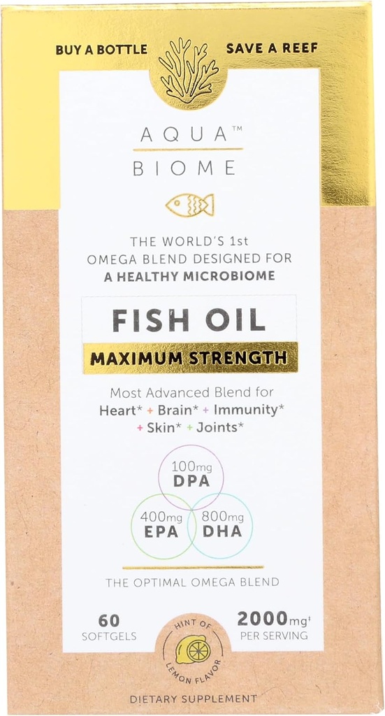 Enzymedica Aqua Biome, maximale Stärke, Zitronen, Omega 3 Fischöl, 60 Softgels