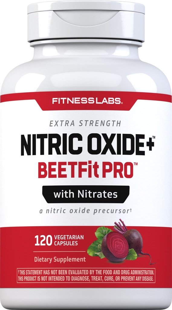 Fitness Labs Nitric Oxide Beet Root Capsules | mit Nitrate | 120 Count | Nitric Oxide Precursor | Beetfit Pro | Vegetarisch, Non-GMO, Glutenfreie Ergänzung