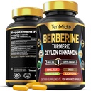 Berberine Supplement - 7in1 Formel - Kombinieren Sie mit Kurkuma, Royal Jelly, Ceylon Cinnamon, Ginkgo Biloba, Ginger & Black Pepper - Verdauungsmedizin, Immununterstützung - 120 Kapseln