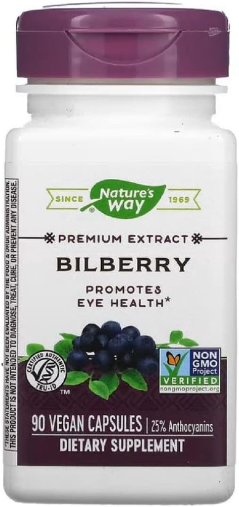 Nature's Way Bilberry Standardisierte Extrakt Veg Kapseln 90 ea (Pack von 2)