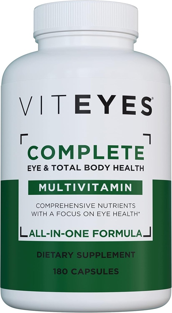 Viteyes Complete Eye & Total Corps Santé Multivitamine Supplément nutritionnel, 180 Capsules