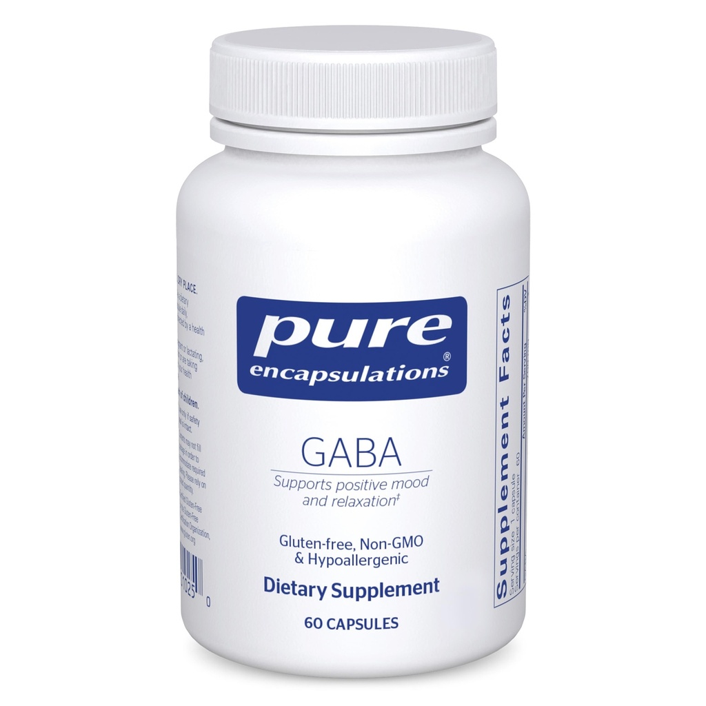 Pure Encapsulations GABA - Ergänzung zur Entspannung und Moderation von okzialen Stress - mit Premium GABA Amino Acids - 60 Kapseln
