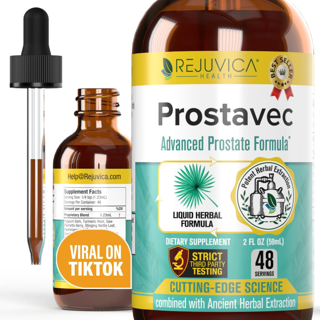 Prostavec Advanced Prostate Support Supplement - Flüssige Formel für schnellere Absorption mit Pygeum, Saw Palmetto, Sting Nettle + Turmeric & Damiana - Vegan, Non-GMO - 2 fl oz