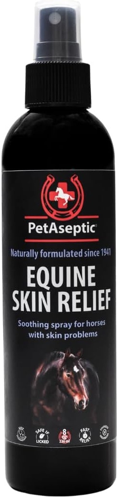 Equine Skin Relief Spray für Pferde | Hilft heilen Schnitte, Insektenstiche, Schrapes, & Sonnenbrand | Hilft die Kontrolle Dermatitis | Hilft Regen Rot, Schlammfieber, Sweet Itch, & More | 8oz Spray
