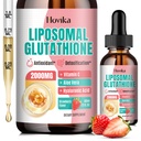 Liposomale Glutathione Supplement 2000mg, flüssige Glutathione Tropfen mit Vitamin C, Master Antioxidantien für Immunsystem, Aging Defense, Hautgesundheit, Leber Detox-Superior Absorption, Erdbeere 2 Fl Oz