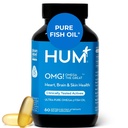 HUM OMG! Omega The Great Triple Omega 3 Fish Oil Supplement für Frauen und Männer mit Vitamin E, DHA & EPA, Hautpflege & Hautton Unterstützung für Herz & Gehirn Gesundheit, Glutenfrei, Non GMO, 60 Softgels