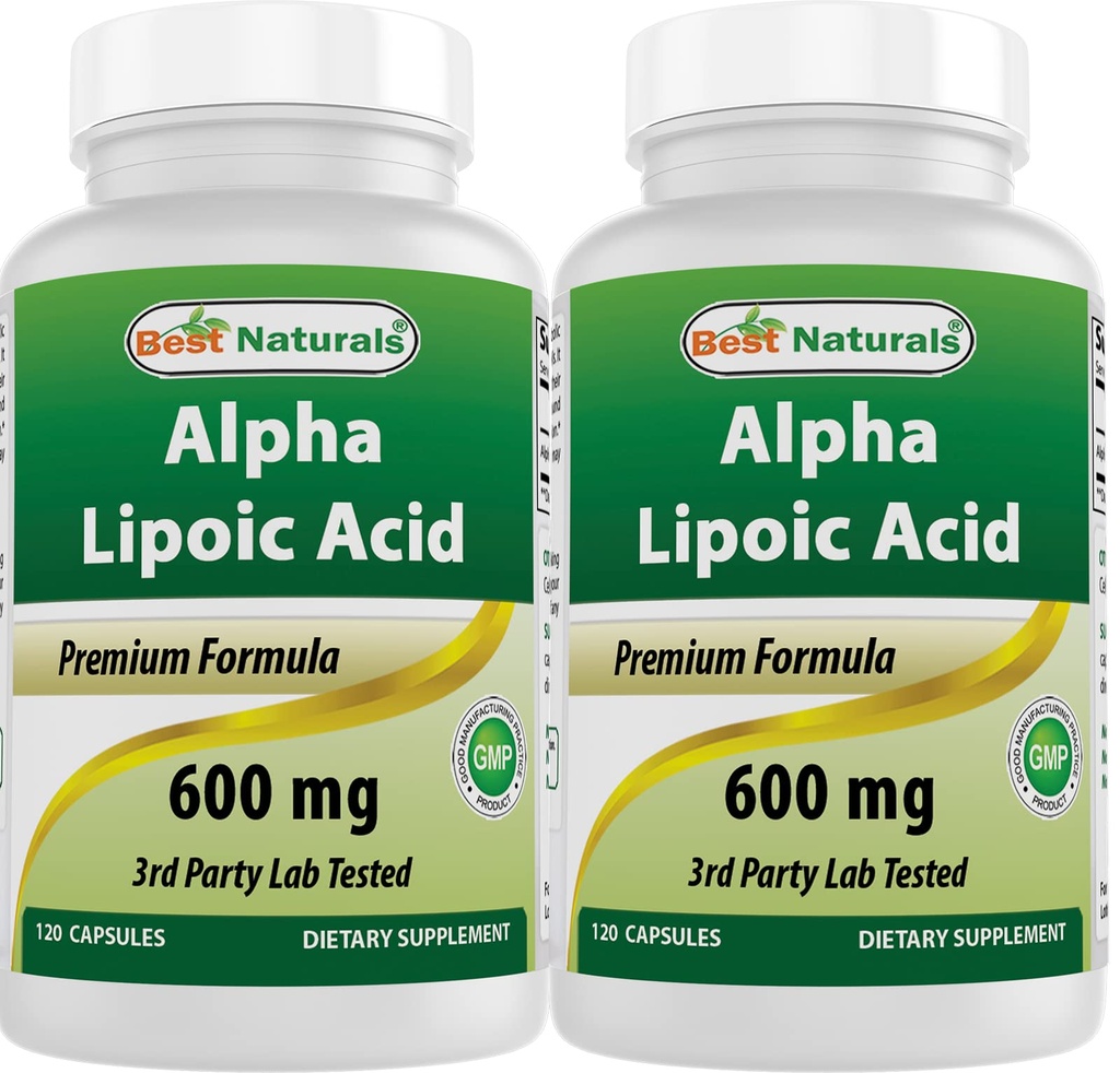 Meilleurs naturels -- acide lipoïque alpha (ALA) - 600 mg (120 Nombre (paquet de 2))