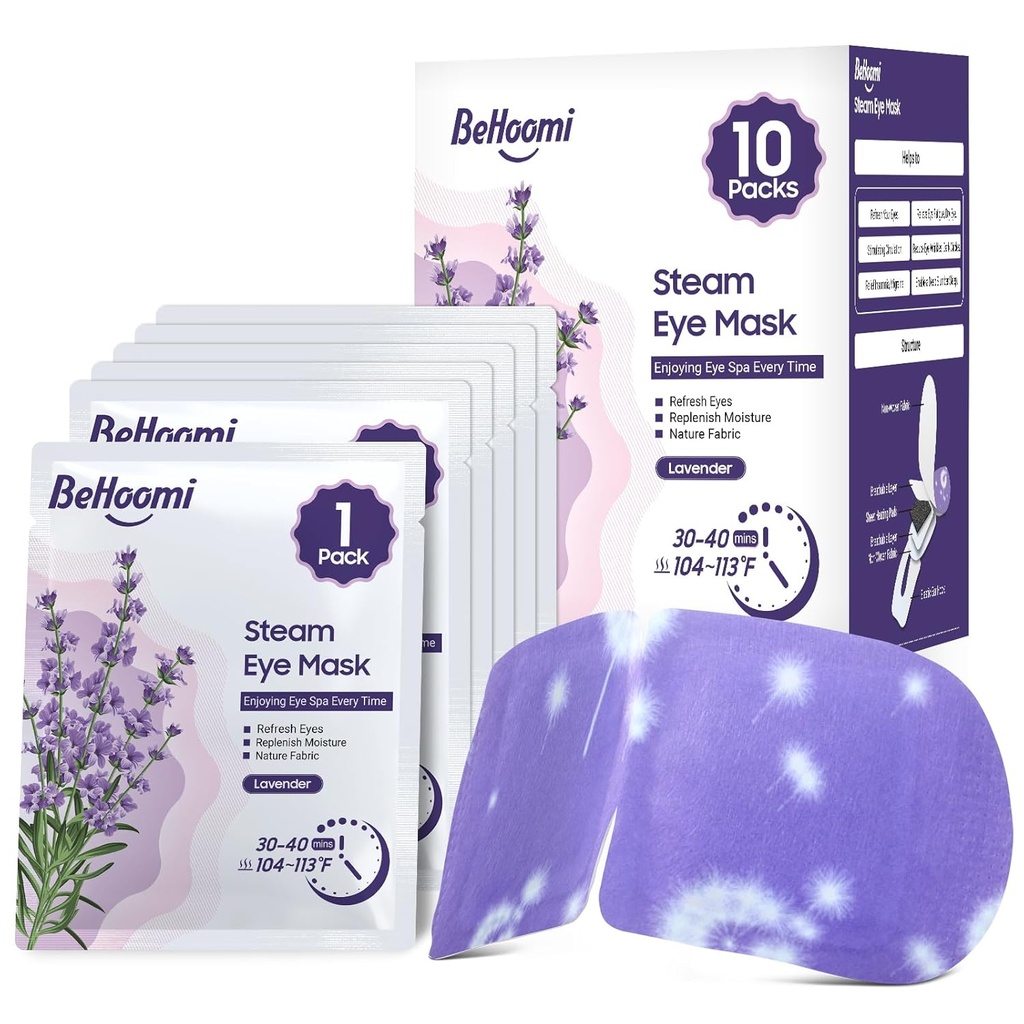 Dampf Augenmaske, 10 Packungen Beheizte Augenmaske, Selbstheizung Einweg SPA Warme Kompressor für Augen Schlafmaske, Beruhigende Moist Hitze Augenmasken, Reise Essentials & Relaxation Geschenke (Lavender Scent)