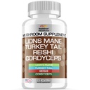 Stamiron Lions Mane Supplement Türkei Tail Mushroom Kapseln mit Cordyceps Extrakt & Reishi Pilze - Alt zu Pilzgummis, Pilzpulver, Pilz Kaffee - 90 Count