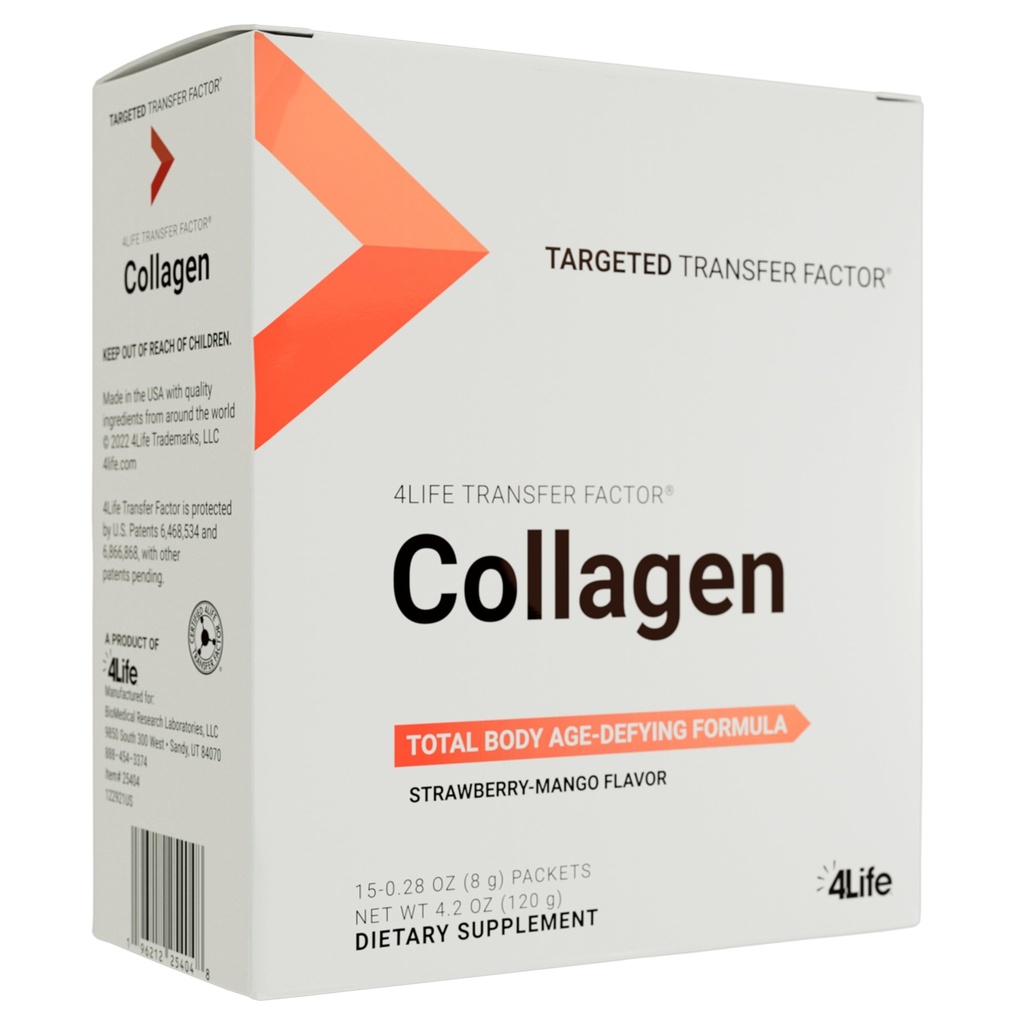 4Life Transfer Factor Collagen - Formel mit Vitaminen und 5 Arten von Kollagen - Haar, Haut und Nagel Unterstützung - 15 Pakete