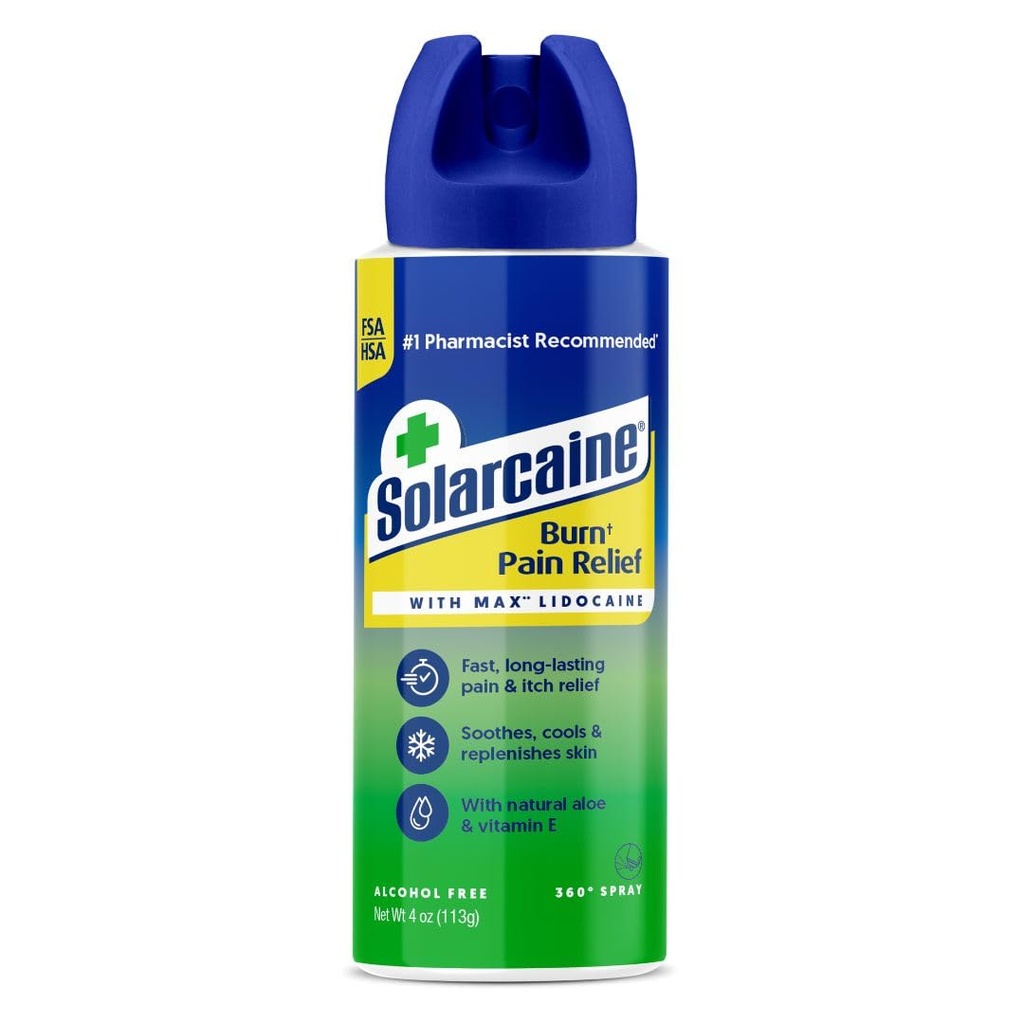 Solarcaine Aloe Sunburn Relief Spray mit 4% Lidocaine - Nach Sun Care Relief für Burns, Scrapes & Itch - Aloe Spray zu beruhigen, Cool & Replenish Skin - 4oz