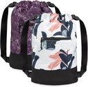 [2-Pack] Flex Cinch Drawstring Gym Tasche für Frauen mit Graphic Designs | Durable Lightweight Gym Cinch Bags | Toll für Gym Tasche, Reisen und Übernachten