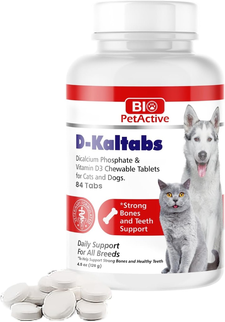 D-Kaltabs Phosphor, Kalzium Vitamin D3 Ergänzung für Hunde & Katzen, Prenatal Pet Vitamins, Tägliche Pet-Tabs, Starke Nail, Zähne Unterstützung, 84 Kautabletten