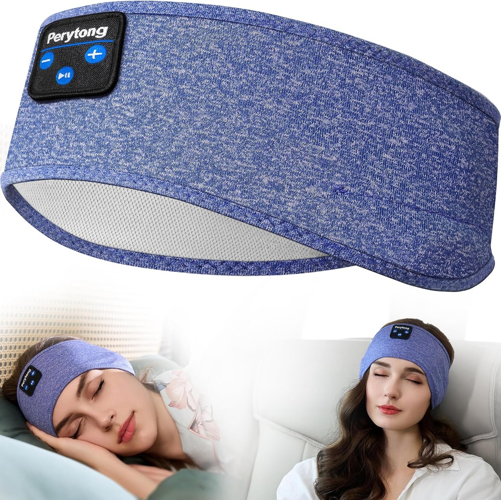 Perytong Sleep Headphones, Bluetooth Sports Headband Kopfhörer mit Ultra-Thin HD Stereo Lautsprecher Perfekt für Schlafen, Workout,Jogging,Yoga,Insomnia, Air Travel, Meditation