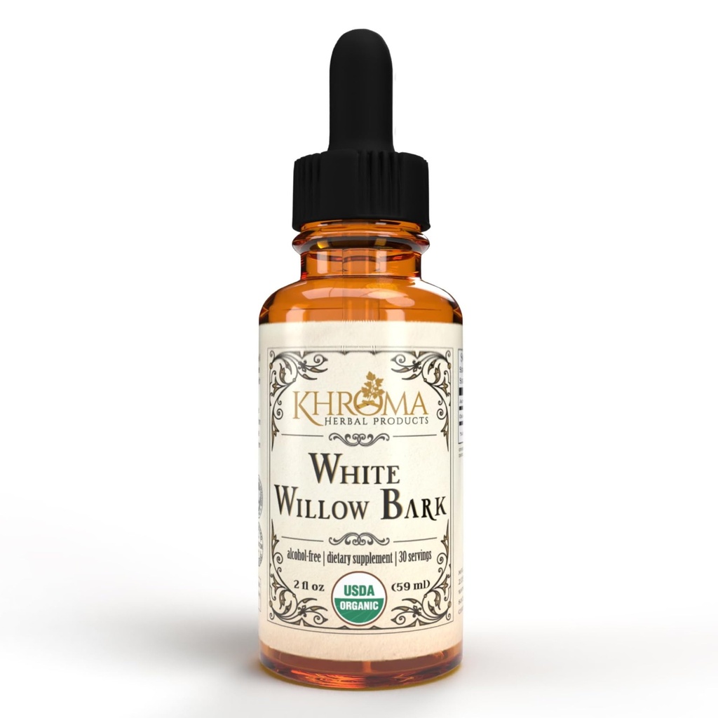 Khroma Kräuterprodukte Bio White Willow Bark 30 Servierungen - 800 MG Per Servieren - 2 FL OZ Flüssigkeit in einer Glasflasche - Salix Alba