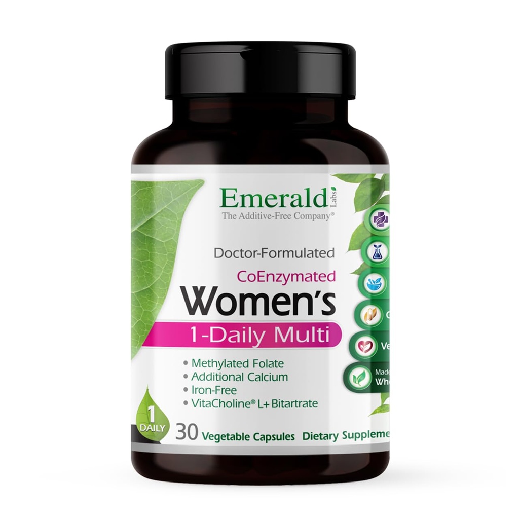 EMERALD LABS Damen 1-Daily Multi - Multivitamin für Damen - Inklusive Kalzium, Zink, Vitamin B & More - Knochen und Immununterstützungsergänzung* - Glutenfrei - 30 Gemüsekapseln