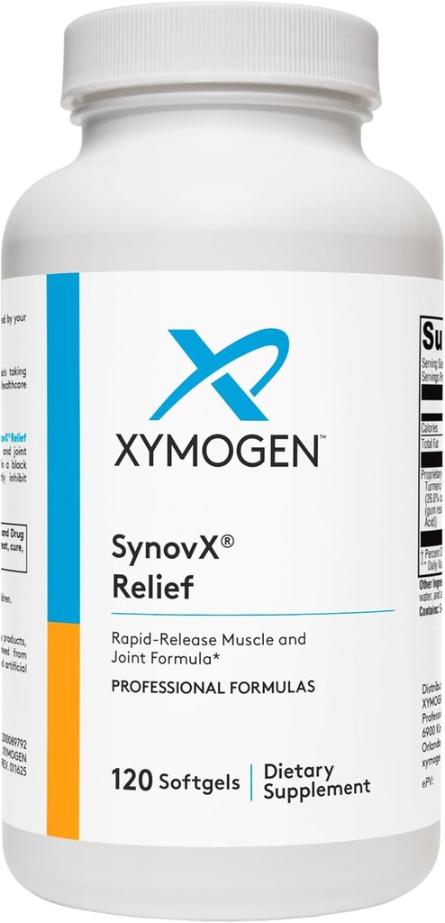 XYMOGEN SynovX Relief - Joint Support Supplement mit Boswellia Serrata Extract + Turmeric - Muskel- und Gelenkhilfeergänzungsmittel - Vegan, Glutenfrei und Non GMO (120 Softgels)