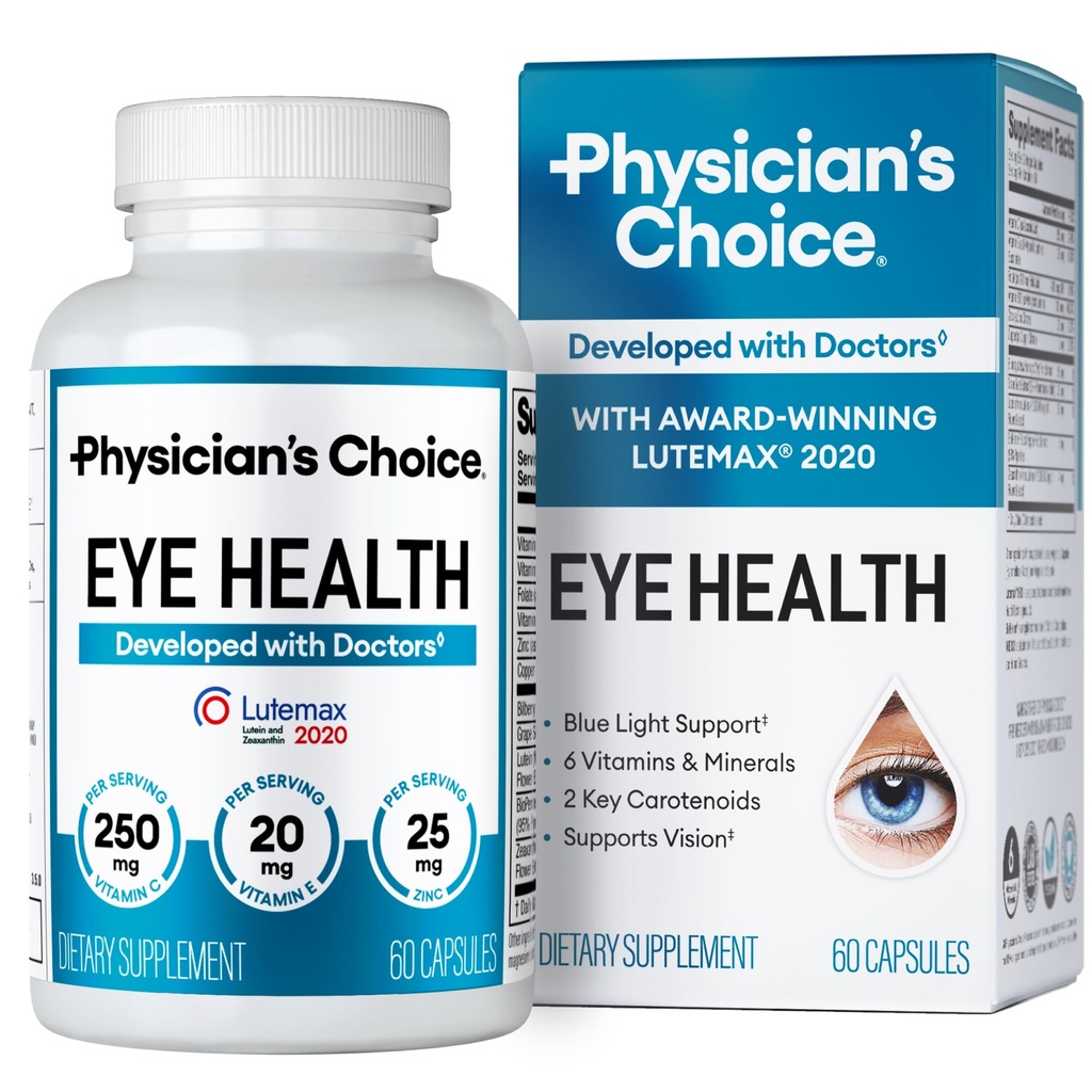 Arides 2 Vitamines oculaires - Extrait de lutéine, de zéaxanthine et de bilberry - Soutient la souche oculaire, les yeux secs et la santé de la vision - 2 ingrédients de vitamine oculaire prouvés cliniquement - mélange caroténoïde