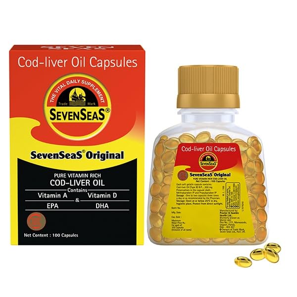 Capsules d'huile d'olive de morue, acide gras Oméga-3, vitamine A, vitamine D 100 Capsules