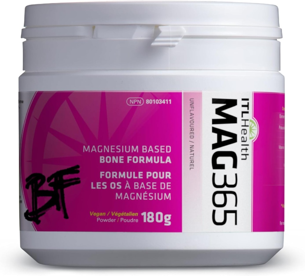 MAG365 ITL Santé Citrate de magnésium ionique pour le soutien des os et du cœur, 180g 45-Servings, non aromatisé, comprend le zinc, la vitamine D3, K2, B6, le potassium, le bore et l'électrolyte, l'équilibre hormonal et les supports immunitaires
