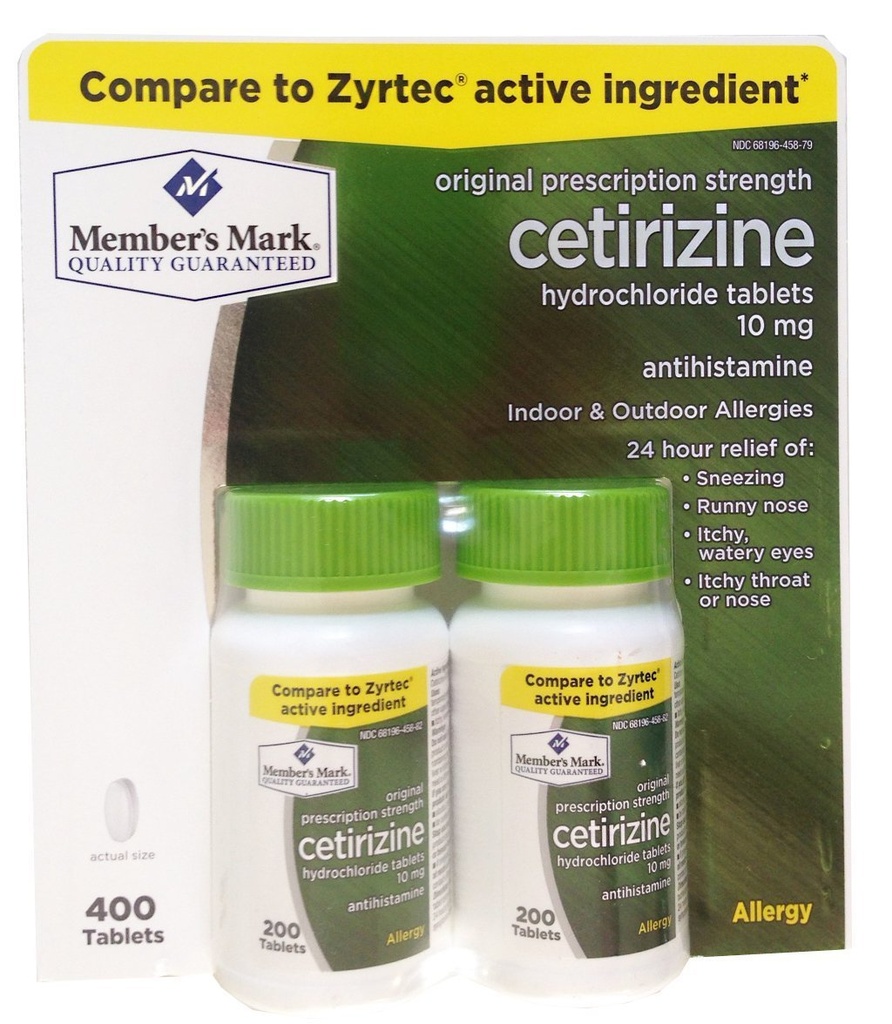 Mark Bekannt als einfach richtige Cetirizine Hydrochlorid Allergy Tablets,10 mg-400 Graf.