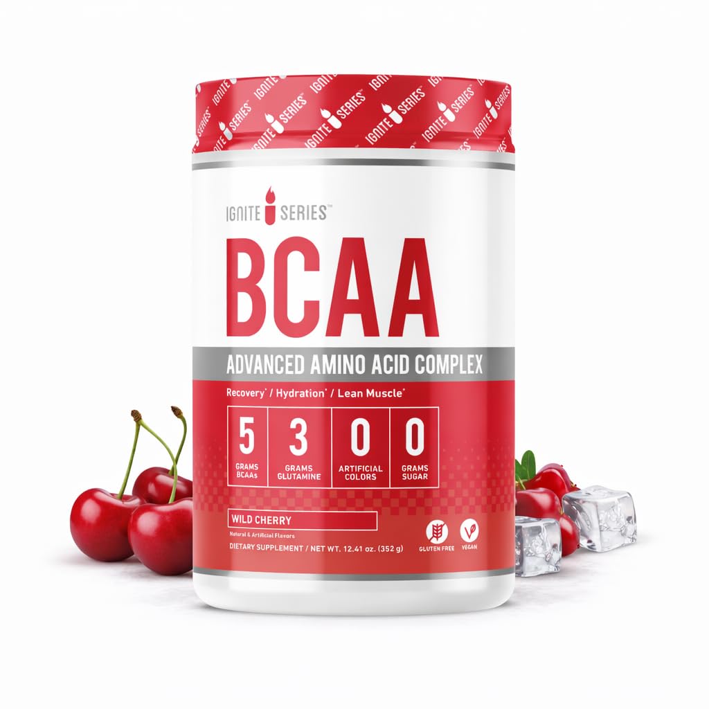 Complete Nutrition Ignite Series BCAA Advanced Amino Acid Complex, Wild Cherry, Unterstützt Muskel-Recovery, Hydration & Growth, 5g BCAA, 3g Glutamin, 13 oz Tub (30 Servierungen)