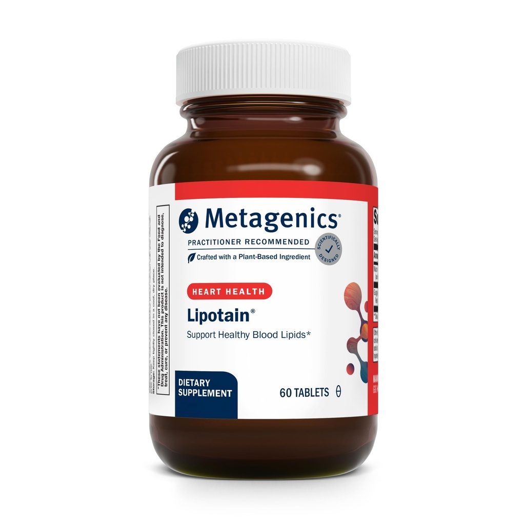 Métagène Lipotain - Extrait de niacine et de guggul non-flush - Soutient la santé des lipides sanguins et de l'équilibre cholestérol* - Comprimés d'hexanicotinate d'inositol pour la santé cardiovasculaire et cellulaire* - 60 Comprimés