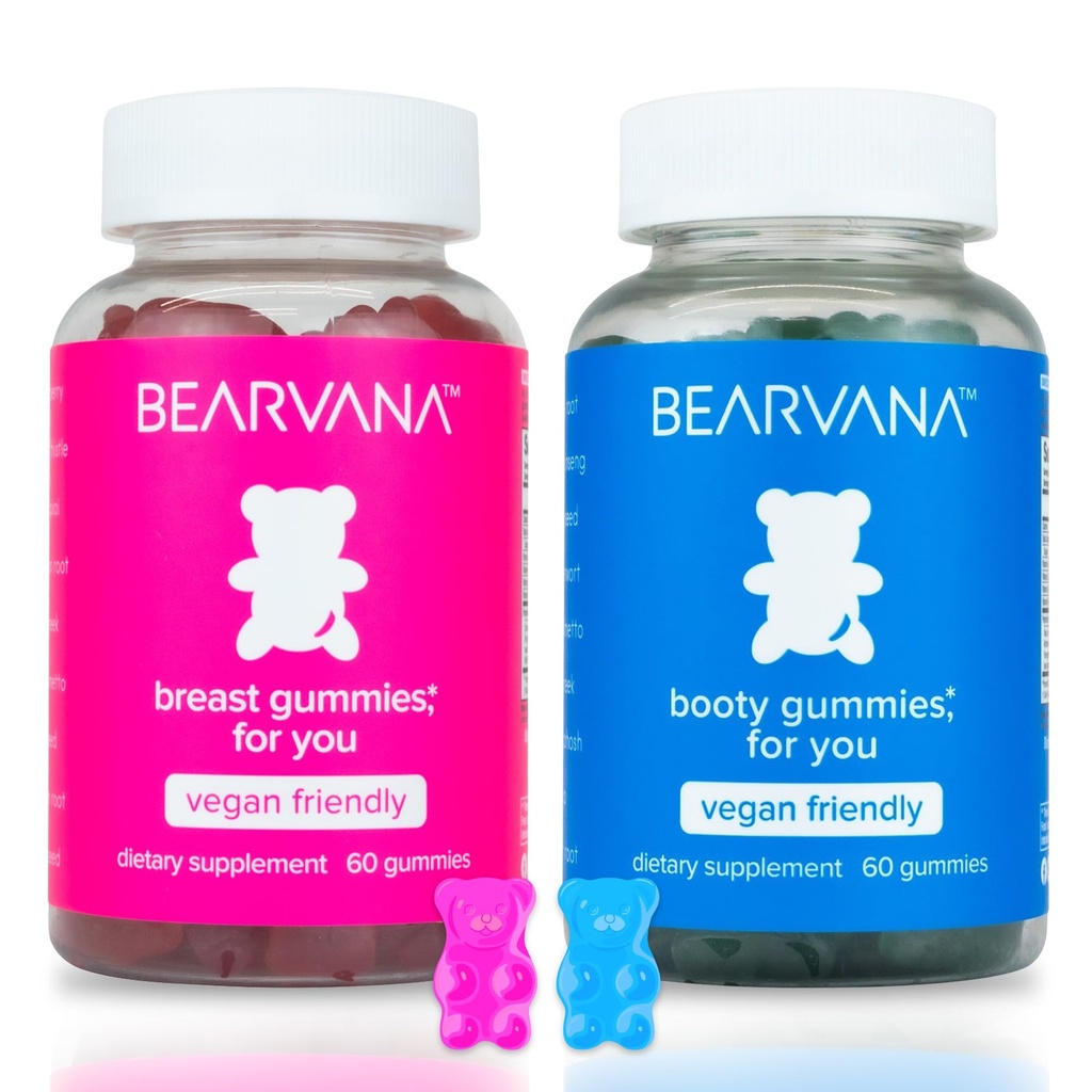 BOARVANA Top & Peach Support Combo Pack Gummies pour femmes , 9 extraits de plantes, y compris Fenugreek, Maca & Fennel , Vitamines essentielles , Berry Flavor , 2-Pack (120 Gummies)