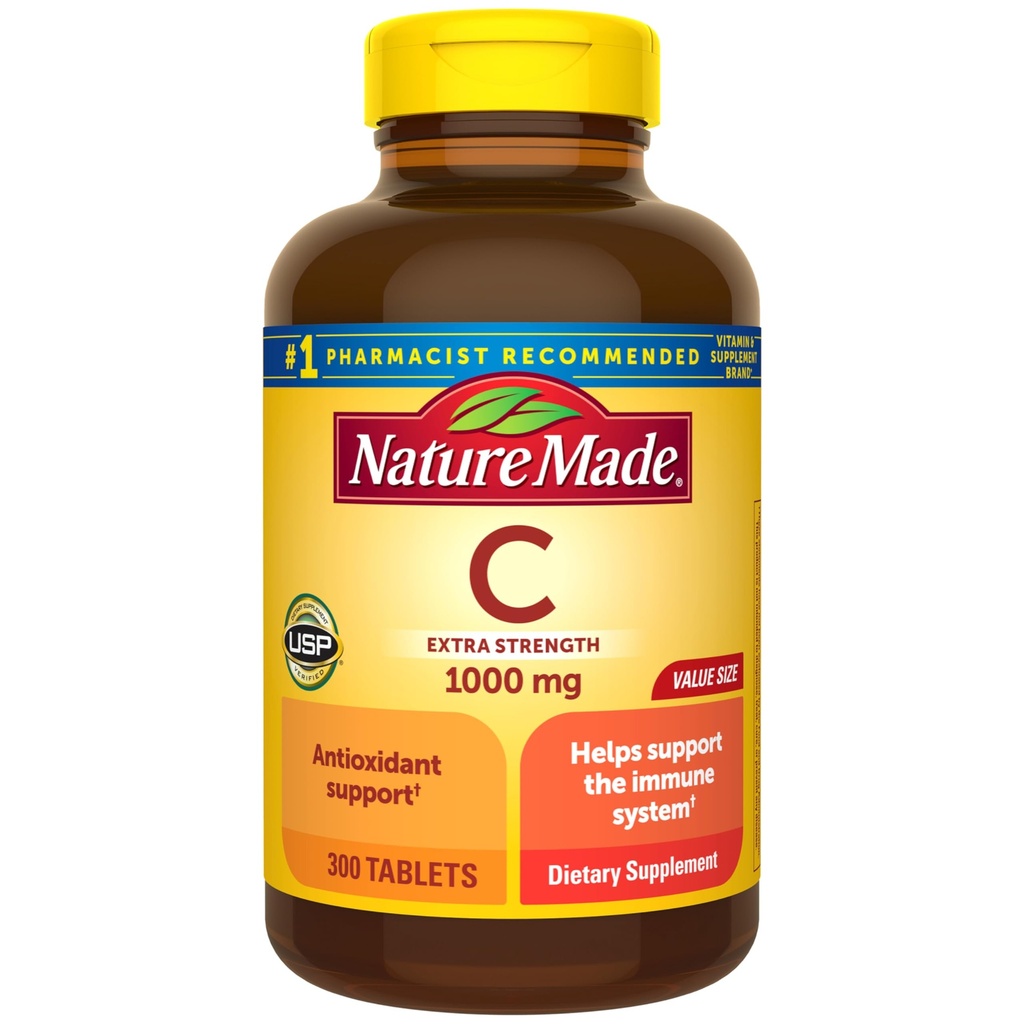 Nature Made Extra Strength Vitamine C 1000 mg, complément alimentaire pour le soutien immunitaire, 300 comprimés, 300 jours d'approvisionnement