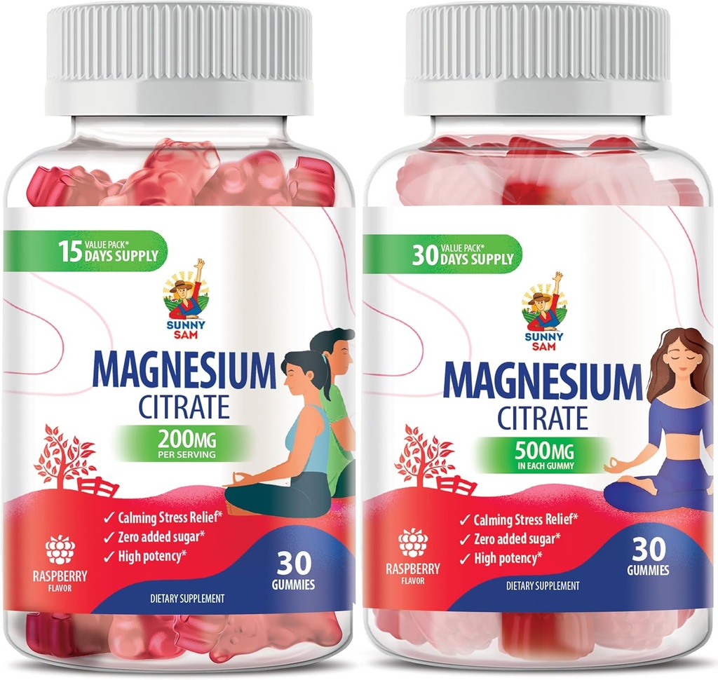 Magnesiumgummis für Erwachsene - 500mg und Magnesium-Gummi für Erwachsene - 100mg. Kalm Magnesium-Schauen - Magnesium-Zitrat Kaubare Ergänzung für Mood & Muskel-Unterstützung
