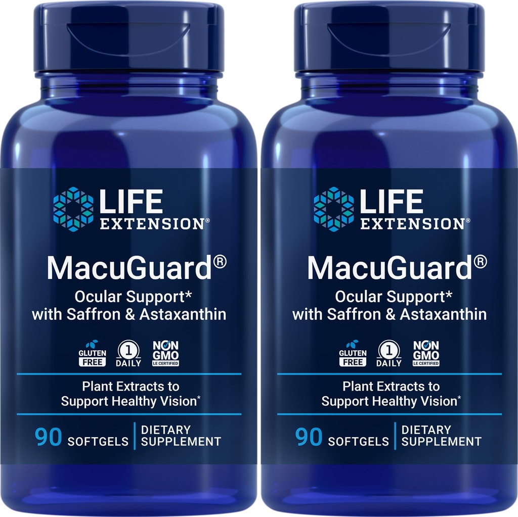 Life Extension MacuGuard Ocular Support 90 Softgels mit Saffron & Astaxanthin