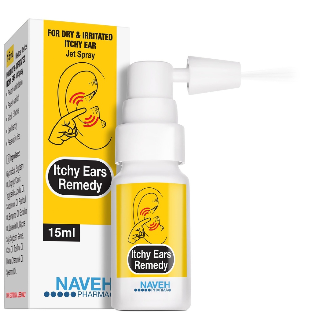 NAVEH PHARMA® Itchy Ohren Remedy Ear Reinigung und Itch Relief | Behandelt alle Ursachen der Ear Itchiness | Jet Spray für Eczema Behandlung & Clogged Ear Relief | Ear Wax Entfernung & Ear Drops Wash (0.5 Fl Oz)