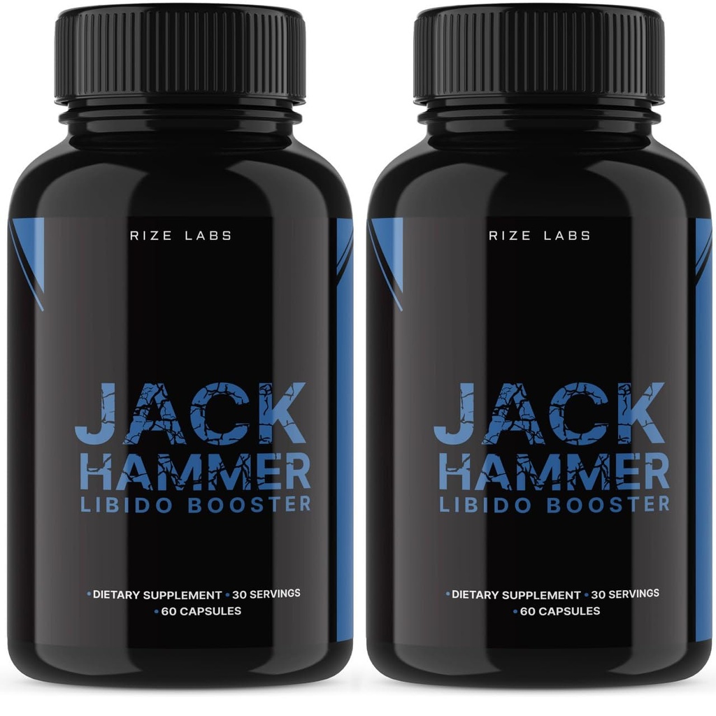 labos de taille - Jack Hammer Libido Booster supplément pour les hommes, formule toute naturelle puissante pour améliorer la performance (120 capsules)