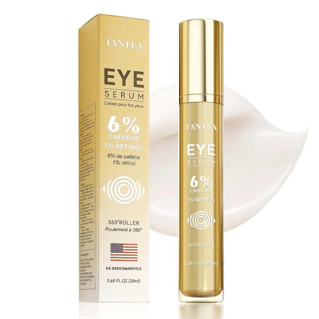 6% Caffeine Eye Cream für Puffy Eyes & Dark Circles, Eye Serum mit 1% Retinol für Falten Taschen unter Augen Anti-Aging