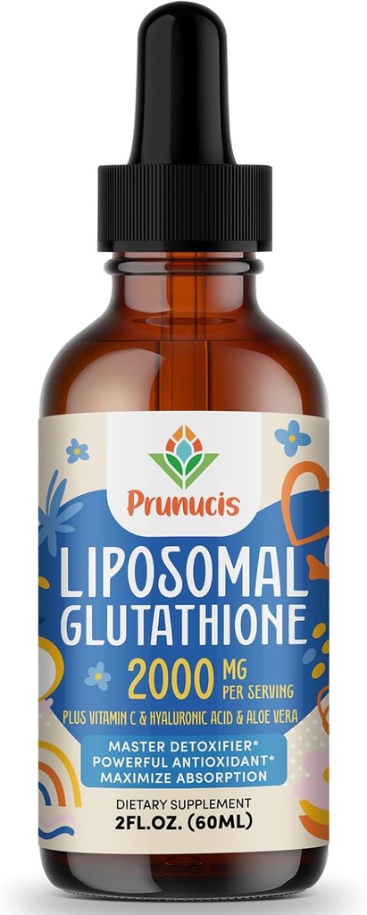 2000MG Liposomal Glutathione Flüssigkeit, 98% Absorption, Aktive Form L-Glutathione Ergänzung, Vegan freundlich, Leistungsstarke Antioxidante Komplex für Immunsystem, Aging Defense, Detox, 2 FL.OZ