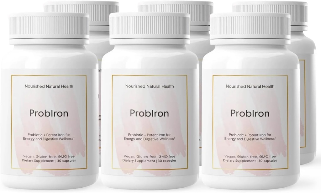Nourished Natural Health ProbIron - Frauen Probiotic + Eisen Ergänzung mit Vitamin C und Kupfer - Vegan Formel für Energie und Verdauung Wellness - 180 Kapseln