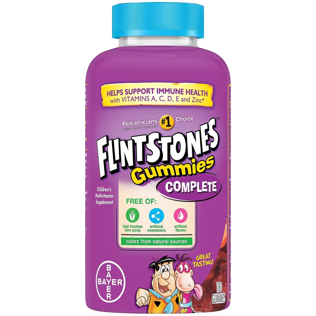 Flintstones Vitamins Complete Gummis, Kinder Vitamine für Kleinkinder und Kinder, Kinder Multivitamin Gummis mit Vitamin A, B6, B12, C, E & Zink, 180 Count
