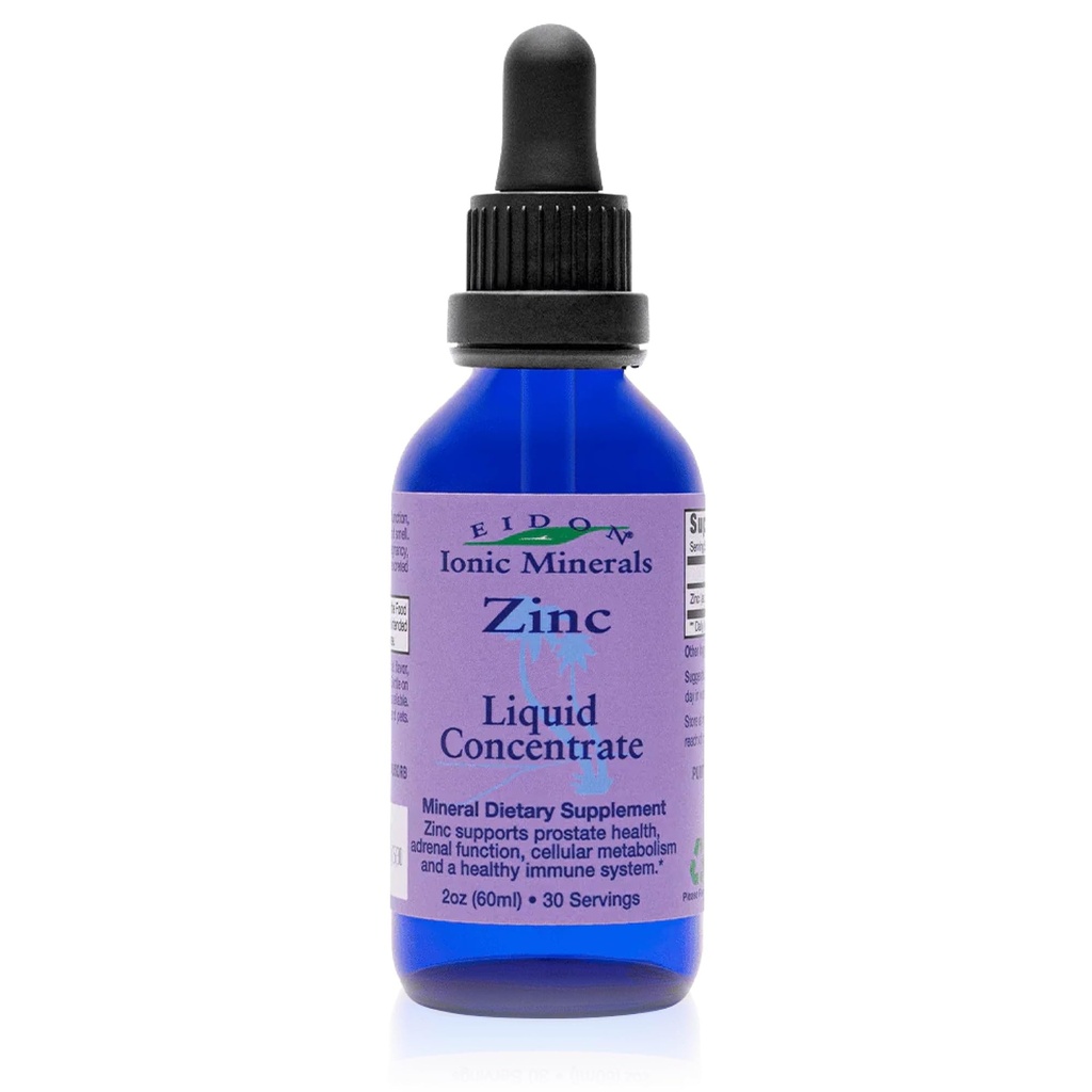 Eidon Ionic Minerals Liquid Zinc Konzentrat - Ionic Zink Ergänzung Tropfen für Erwachsene und Kinder, Unterstützung Immunsystem, Haar und Haut, Leber und Nierengesundheit, Linderung Stress - 2 Unze