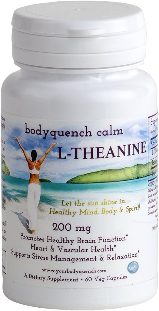 L-Theanin - Hohe Potenz 200 mg pro Portion + 100 mg Inositol fördert Stress Management & Entspannung, Herz & Gehirn Gesundheit, 60 Veg Kapseln