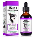 Hund Multivitamin Flüssigkeit - 15 in 1 Hund Vitamine Multivitamin, Unterstützung Haut & Coat, Herz, Knochen und Gelenke Gesundheit, Tier Vitamine und Ergänzungen (2 Fl Oz)