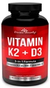 Vitamin K2 (MK7 & MK4) mit D3 Beilage - Vitamin K & D als MK-7 100mcg, MK-4 500mcg und 5000 IU Vitamin D3 3-in-1-Formel - Knochen und Herzunterstützung - 90 nicht-GMO Vegetarische Kapseln
