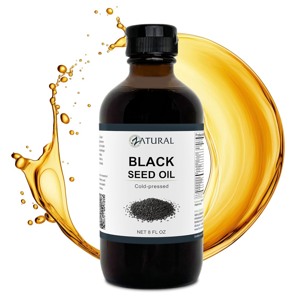 Zatural Black Seed Oil Nigella Sativa Kaltgepresste Cumin Öl Verdauung, Haut, Gehirn, Immune, Gelenke &amp; Mehr (8 Fl Oz)