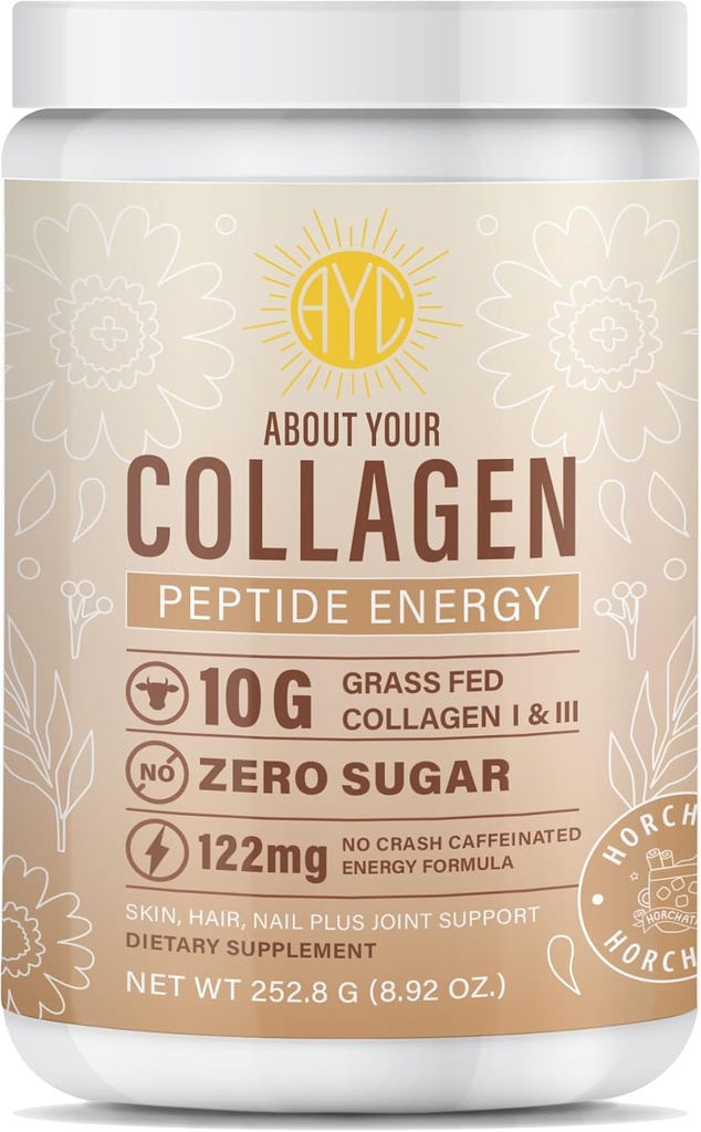 Peptid Energy Collagen Powder Hair, Nagel, Haut, Typ I & III,Koffein für Energie, Vitamin C, Biotin, Hyaluronsäure, Zero Sugar – 8.92 oz (Horchata)
