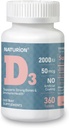 Vitamin D3 2000iu (50 mcg) 1-Jahresversorgung für Immununterstützung, Gesunde Muskelfunktion und Knochengesundheit - Non-GMO, Glutenfrei, mit Vitamin B2 - (Mini Tabletten), 360 Count