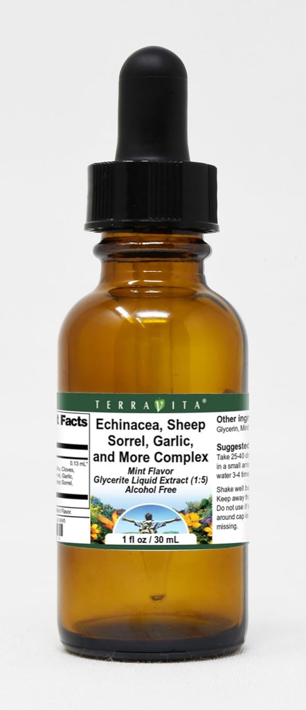 Terravita Echinacea, Sheep Sorrel, Knoblauch, und mehr Complex Glycerite Flüssigextrakt (1:5) - Mint Flavored (1 Unze, ZIN: 523695)